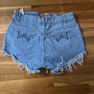 Embroidered jean shorts